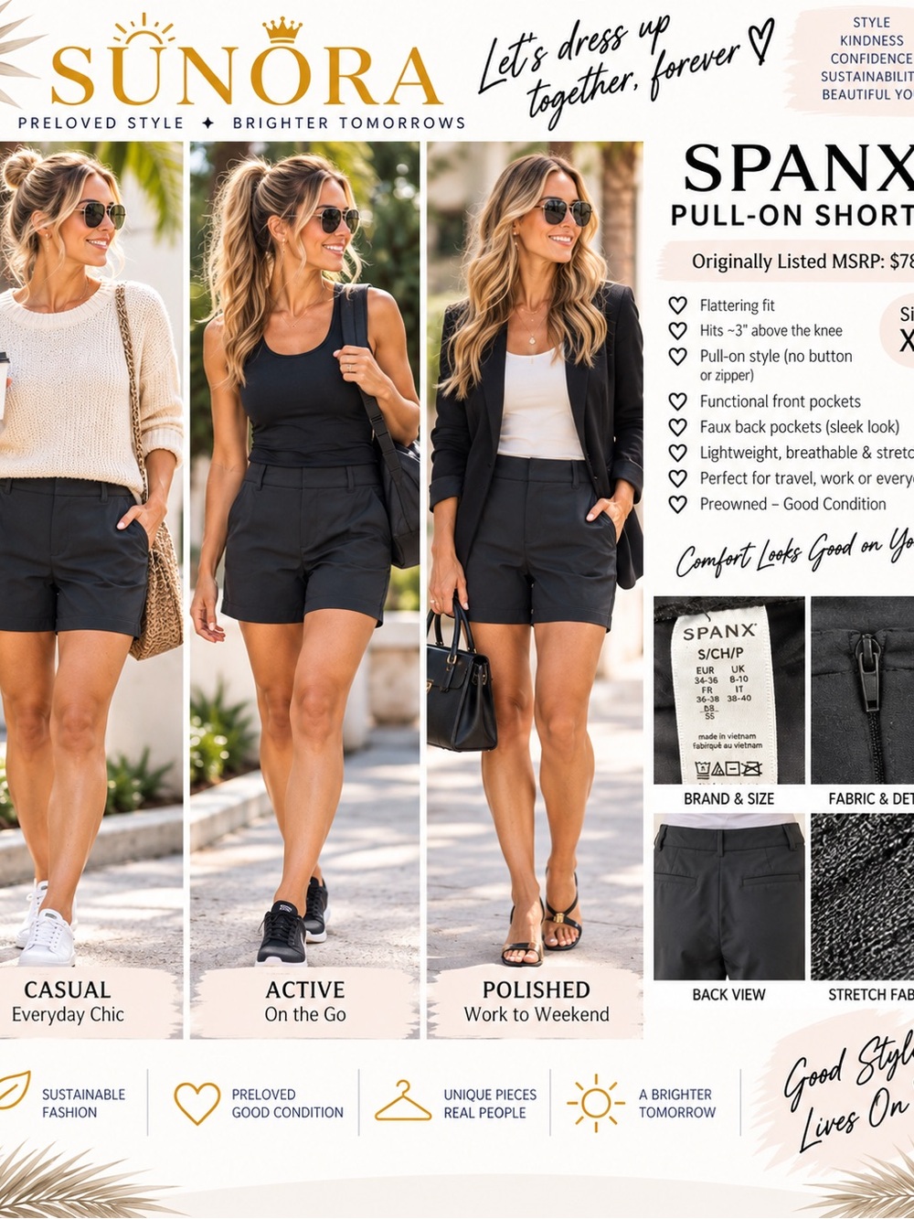 SPANX Black Pull-On Bermuda Shorts
